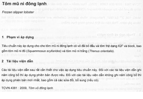 TCVN 4546-2009 - Tôm Mũ Ni Đông Lạnh