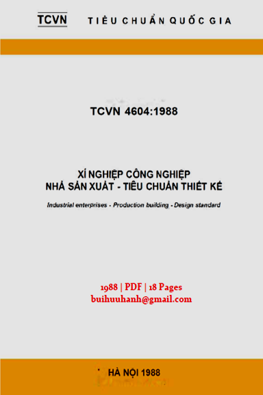 TCVN 4604-1988 - Xí Nghiệp Công Nghiệp - Nhà Sản Xuất - Tiêu Chuẩn Thiết Kế