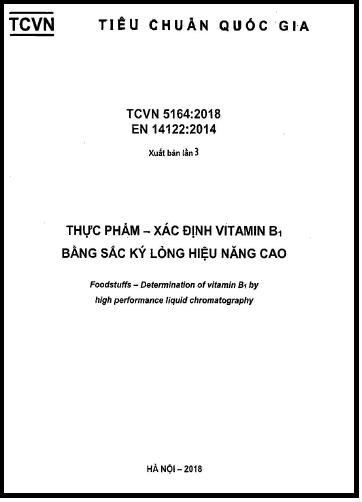 TCVN 5164-2018 - Thực Phẩm - Xác Định Vitamin B1 Bằng Sắc Ký Lỏng Hiệu Năng Cao