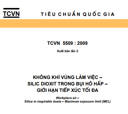 TCVN 5509-2009 - Không Khí Vùng Làm Việc - Silic Dioxit Trong Bụi Hô Hấp - Giới Hạn Tiếp Xúc Tối Đa