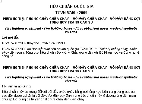 TCVN 5740-2009 - Phương Tiện Phòng Cháy Chữa Cháy - Vòi Đẩy Chữa Cháy