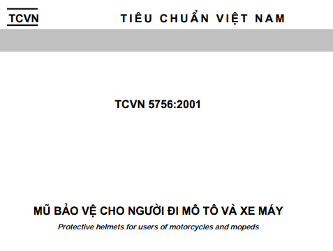 TCVN 5756-2001 - Mũ Bảo Vệ Cho Người Đi Mô Tô Và Xe Máy