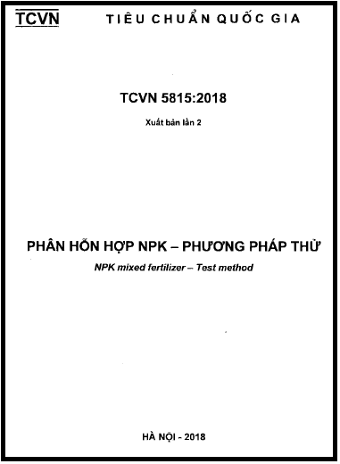 TCVN 5815-2018 - Phân Hỗn Hợp NPK - Phương Pháp Thử