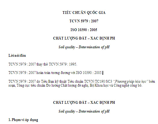 TCVN 5979-2007 - Chất Lượng Đất - Xác Định pH