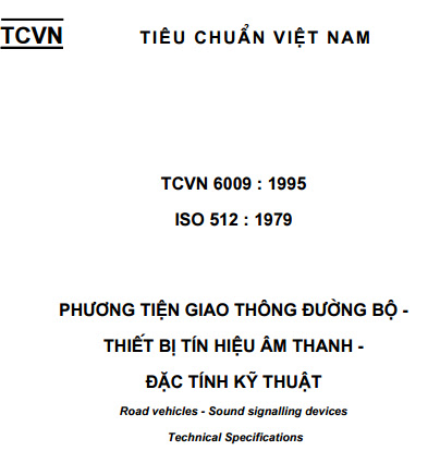 TCVN 6009-1995 - Phương Tiện Giao Thông Đường Bộ - Thiết Bị Tín Hiệu Âm Thanh - Đặc Tính Kỹ Thuật
