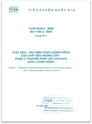 TCVN 6039-2-2008-ISO - Chất Dẻo - Xác Định Khối Lượng Riêng Của Chất Dẻo Không Xốp - Phần 2