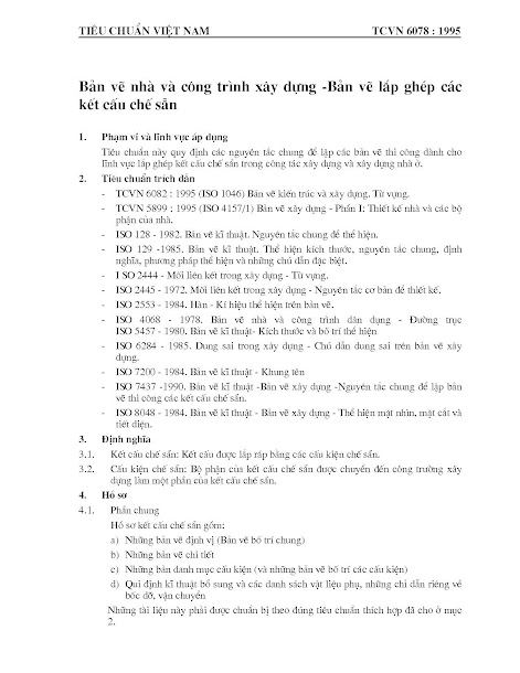 TCVN 6078-1995 - Bản vẽ Nhà Và Công Trình Xây Dựng - Bản Vẽ Lắp Ghép Các Kết Cấu Chế Sẵn