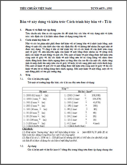 TCVN 6079-1995 - Bản Vẽ Xây Dựng Và Kiến Trúc - Cách Trình Bày Bản Vẽ - Tỷ Lệ