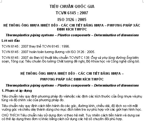 TCVN 6145-2007 - Hệ Thống Ống Nhựa Nhiệt Dẻo - Các Chi Tiết Bằng Nhựa