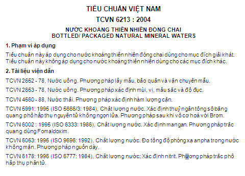 TCVN 6213-2004 - Nước Khoáng Thiên Nhiên Đóng Chai