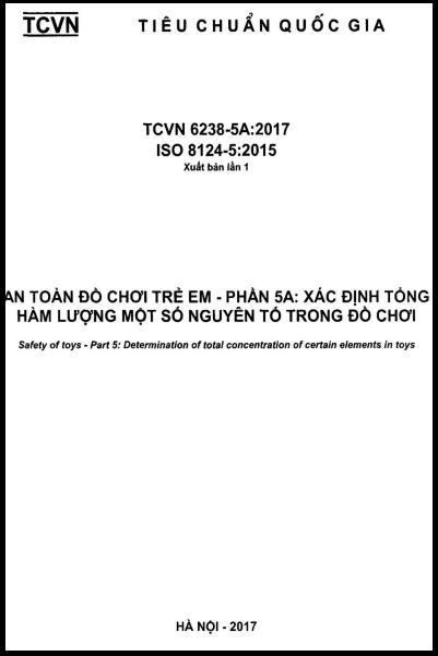 TCVN 6238-5A-2017-ISO - An Toàn Đồ Chơi Trẻ Em - Phần 5A Xác Định Tổng Hàm Lượng Một Số Nguyên Tố