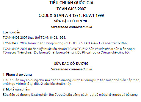 TCVN 6403-2007 - Sữa Đặc Có Đường