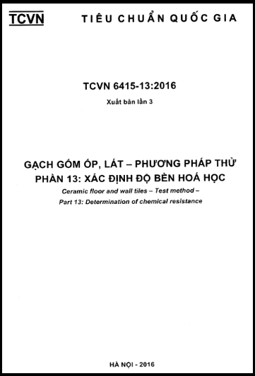 TCVN 6415-13-2016-ISO - Gạch Gốm Ốp, Lát - Phương Pháp Thử - Phần 13 Xác Định Độ Bền Hóa Học
