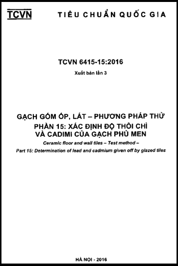 TCVN 6415-15-2016-ISO - Gạch Gốm Ốp, Lát - Phương Pháp Thử - Phần 15 Xác Định Độ Thôi Chì