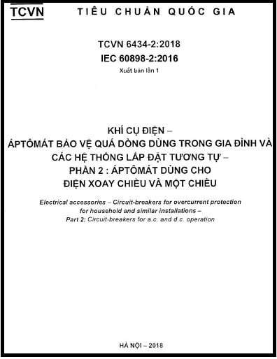 TCVN 6434-2-2018 - Khí Cụ Điện - Áptômát Bảo Vệ Quá Dòng Dùng Trong Gia Đình