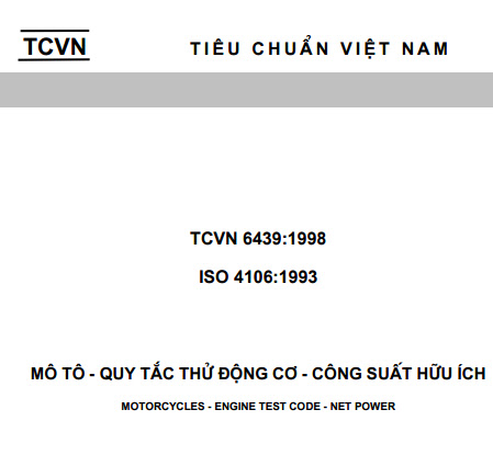 TCVN 6439-1998 - Mô Tô - Quy Tắc Thử Động Cơ - Công Suất Hữu Ích