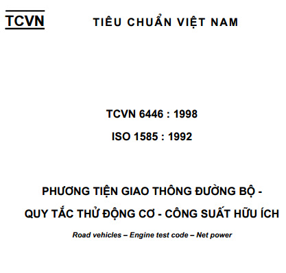 TCVN 6446-1998 - Phương Tiện Giao Thông Đường Bộ - Quy Tắc Thử Động Cơ - Công Suất Hữu Ích