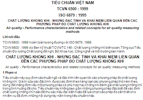 TCVN 6500-1999 - Chất Lượng Không Khí - Những Đặc Tính Và Khái Niệm Liên Quan Đến Các Phương Pháp Đo