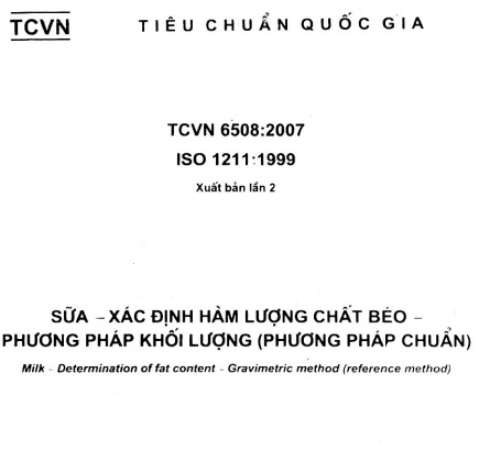 TCVN 6508-2007 - Sữa - Xác Định Hàm Lượng Chất Béo - Phương Pháp Khối Lượng (Phương Pháp Chuẩn)