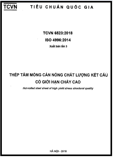 TCVN 6523-2018-ISO - Thép Tấm Mỏng Cán Nóng Chất Lượng Kết Cấu Có Giới Hạn Chảy Cao