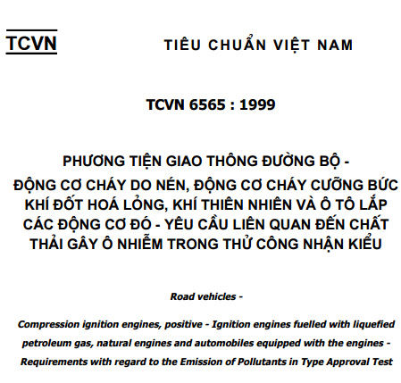 TCVN 6565-1999 - Phương Tiện Giao Thông Đường Bộ - Động Cơ Cháy Do Nén Động Cơ Cháy Cưỡng Bức
