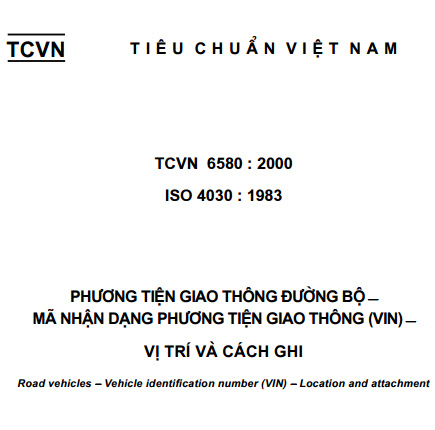 TCVN 6580-2000 - Phương Tiện Giao Thông Đường Bộ - Mã Nhận Dạng Phương Tiện Giao Thông (VIN)