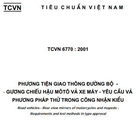 TCVN 6770-2001 - Phương Tiện Giao Thông Đường Bộ - Gương Chiếu Hậu Môtô Và Xe Máy