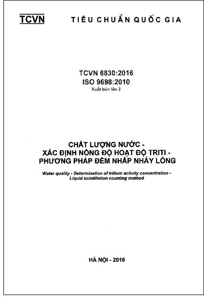 TCVN 6830-2016-ISO - Chất Lượng Nước - Xác Định Nồng Độ Hoạt Độ Triti - Phương Pháp Đếm Nhấp Nháy