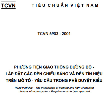 TCVN 6903-2001 - Phương Tiện Giao Thông Đường Bộ - Lắp Đặt Các Đèn Chiếu Sáng Và Đèn Tín Hiệu