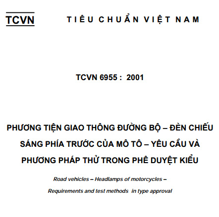 TCVN 6955-2001 - Phương Tiện Giao Thông Đường Bộ - Đèn Chiếu Sáng Phía Trước Của Mô Tô