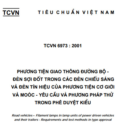 TCVN 6973-2001 - Phương Tiện Giao Thông Đường Bộ - Đèn Sợi Đốt Trong Các Đèn Chiếu Sáng