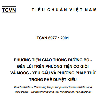 TCVN 6977-2001 - Phương Tiện Giao Thông Đường Bộ - Đèn Lùi Trên Phương Tiện Cơ Giới Và Moóc
