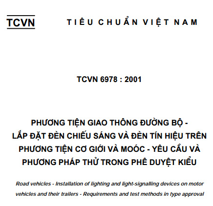 TCVN 6978-2001 - Phương Tiện Giao Thông Đường Bộ - Lắp Đặt Đèn Chiếu Sáng