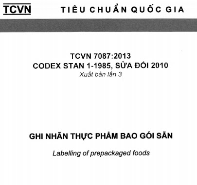 TCVN 7087-2013 - Ghi Nhãn Thực Phẩm Bao Gói Sẵn