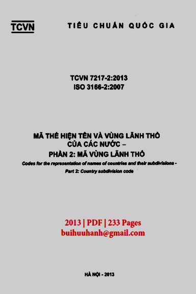TCVN 7217-2-2013 - Mã Thể Hiện Tên Và Vùng Lãnh Thổ Của Các Nước Phần 2-Mã Vùng Lãnh Thổ