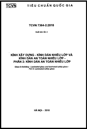 TCVN 7364-2-2018 - Kính Xây Dựng - Kính Dán Nhiều Lớp Và Kính Dán An Toàn Nhiều Lớp - Phần 2