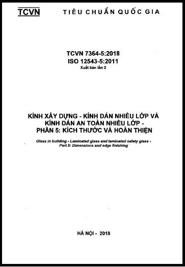 TCVN 7364-5-2018-ISO - Kính Xây Dựng - Kính Dán Nhiều Lớp Và Kính Dán An Toàn Nhiều Lớp - Phần 5