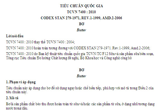 TCVN 7400-2010 - Bơ