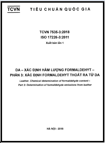 TCVN 7535-3-2018-ISO - Da - Xác Định Hàm Lượng Formaldehyt - Phần 3 Xác Định Formaldehyt Thoát Ra