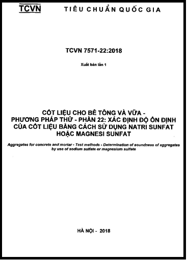 TCVN 7572-22-2018 - Cốt Liệu Cho Bê Tông Và Vữa - Phương Pháp Thử - Phần 22 Xác Định Độ Ổn Định