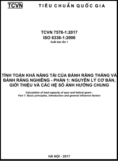TCVN 7578-1-2017-ISO - Tính Toán Khả Năng Tải Của Bánh Răng Thẳng Và Bánh Răng Nghiêng - Phần 1