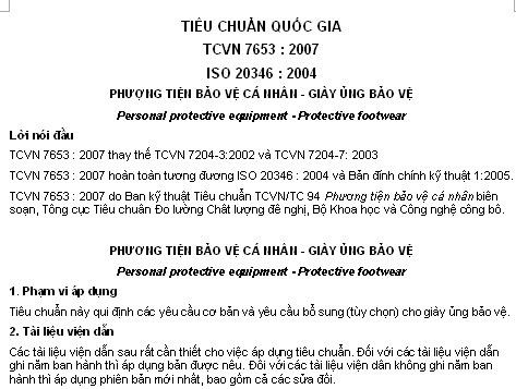 TCVN 7653-2007 - Phương Tiện Bảo Vệ Cá Nhân - Giày Ủng Bảo Vệ