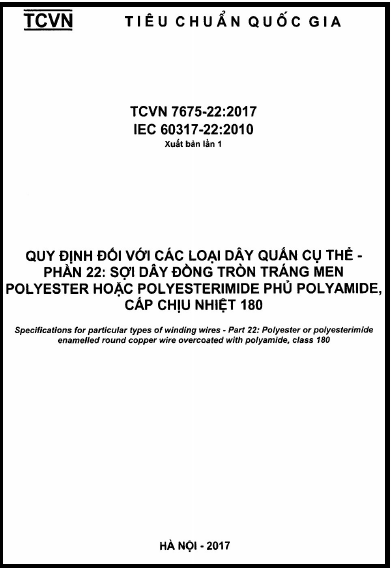 TCVN 7675-22-2017 - Quy Định Đối Với Các Loại Dây Quấn Cụ Thể - Phần 22 Sợi Dây Đồng Tròn Tráng Men