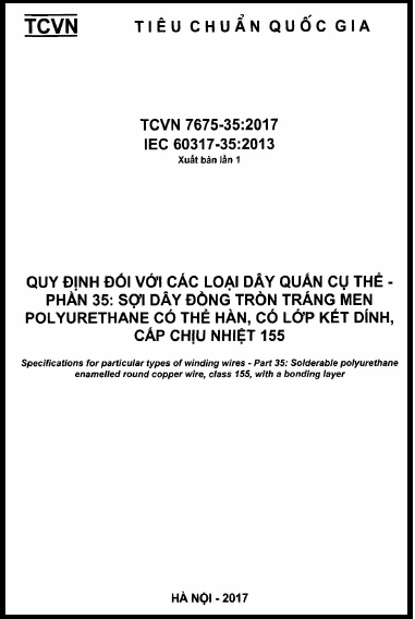 TCVN 7675-35-2017 - Quy Định Đối Với Các Loại Dây Quấn Cụ Thể - Phần 35 Sợi Dây Đồng Tròn Tráng Men