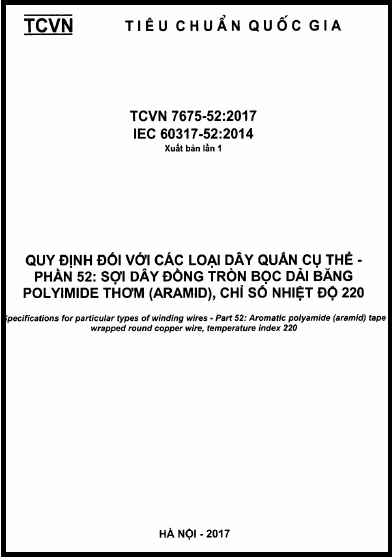 TCVN 7675-52-2017 - Quy Định Đối Với Các Loại Dây Quấn Cụ Thể - Phần 52 Sợi Dây Đồng Tròn Bọc Dải
