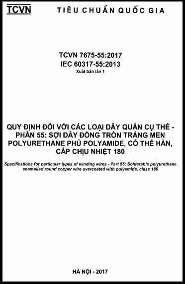 TCVN 7675-55-2017 - Quy Định Đối Với Các Loại Dây Quấn Cụ Thể - Phần 55 Sợi Dây Đồng Tròn Tráng Men
