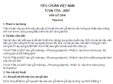 TCVN 7755-2007 - Ván Gỗ Dán
