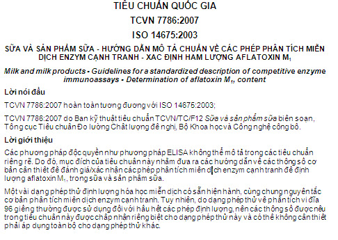 TCVN 7786-2007 - Sữa Và Sản Phẩm Sữa - Hướng Dẫn Mô Tả Chuẩn Về Các Phép Phân Tích Miễn Dịch Enzym
