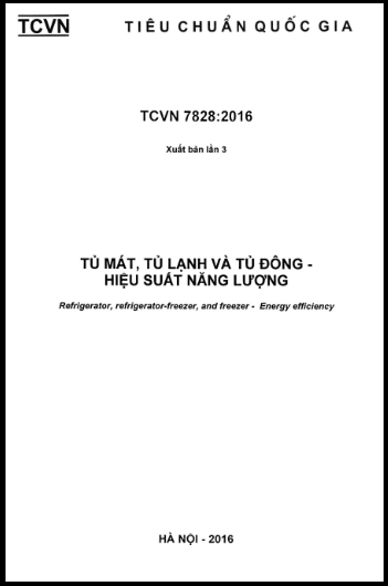 TCVN 7828-2016 - Tủ Mát, Tủ Lạnh Và Tủ Đông - Hiệu Suất Năng Lượng