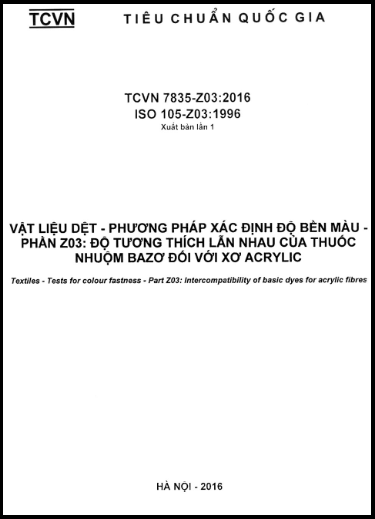 TCVN 7835-Z03-2016-ISO - Vật Liệu Dệt - Phương Pháp Xác Định Độ Bền Màu - Phần Z03